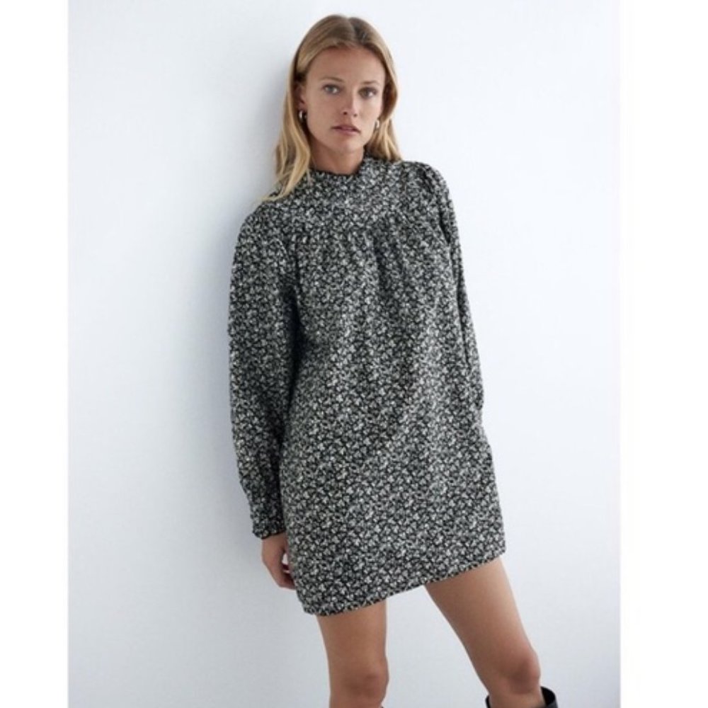 PRINTED POPLIN DRESS BLACK / WHITE - REF. 0387/174 Size Small